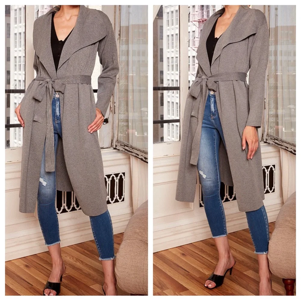 17 Boho Fabulous Ribbed Knit Wide Collar Knit Wrap/Coat - Picture 6 of 6